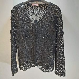 3/$45 Vintage St Laurent sheer button cardigan